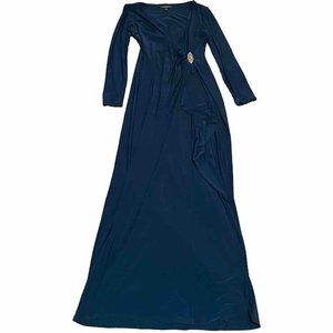 VTG Lauren Ralph Lauren Evening Teal Blue Classy Maxi Dress Womens sz 8 Stretchy